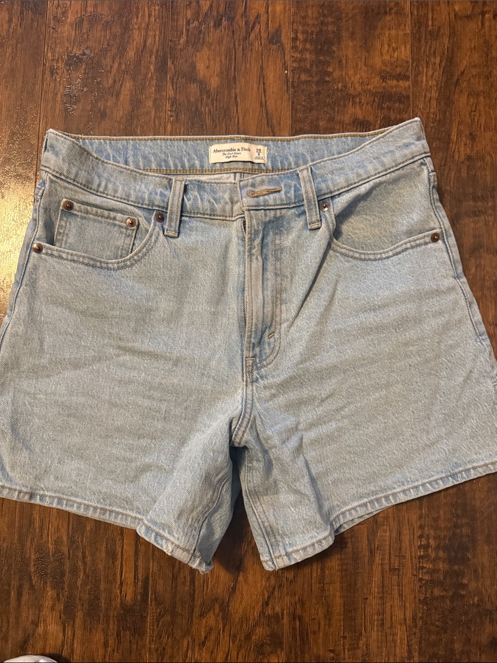 Abercrombie & Fitch Light Blue High-Rise Denim Shorts
